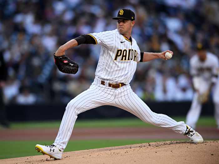 May 9, 2022; San Diego, California, USA; San Diego Padres starting pitcher MacKenzie Gore (1) throws a pitch against the Chicago Cubs during the first inning at Petco Park.